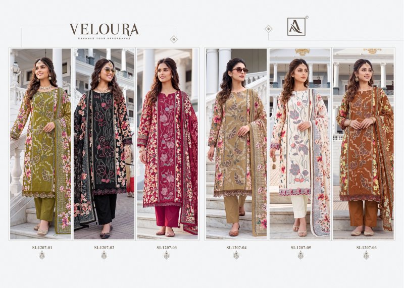 Veloura By Alok Viscose Maslin Printed Dress Material 